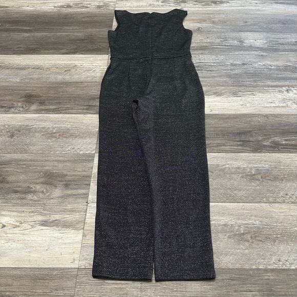 NWT Banana Republic Black Gray Womens 6 Sleeveless Straight Leg Glitter Jumpsuit - Picture 2 of 14